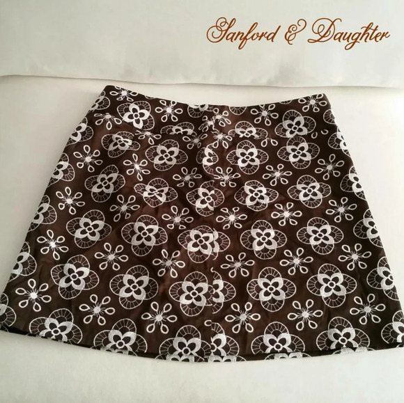LOFT Mini Skirt | Chocolate Brown w/ White / Size 10 - Picture 1 of 5